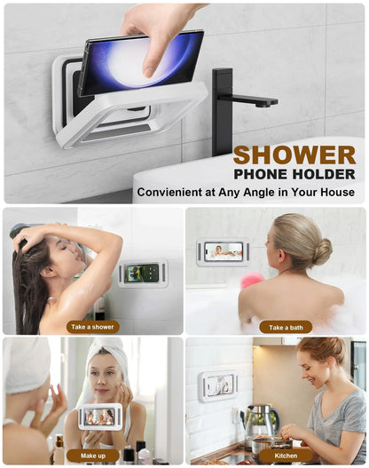 Soporte de Teléfono Móvil 100% Impermeable para la Ducha con Amplicación de Audio y Pantalla Táctil