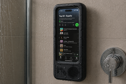 Funda de Teléfono Impermeable con Altavoz Bluetooth y Pantalla Táctil para la Ducha