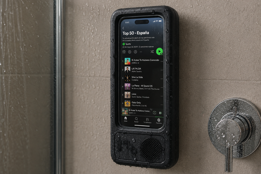 Funda de Teléfono Impermeable con Altavoz Bluetooth y Pantalla Táctil para la Ducha